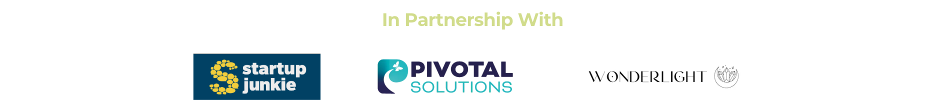 In Partnership With: Startup Junkie, Pivotal Solutions, WonderLight